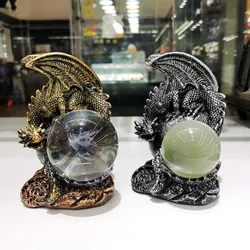 Feilong-European Holy Dragon Fighting Dragon Ornaments, Lava Resin Base, Dinosaur Egg, Crystal Ball Holder, Crafts Gifts, New