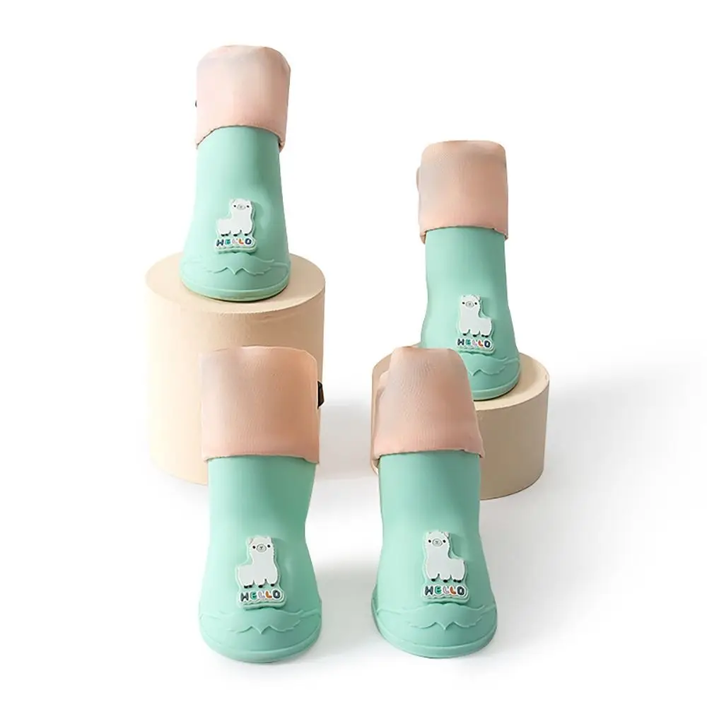 

4Pcs/Set Portable Cartoon Pet Silicone Rain Boot Anti Slip Waterproof Foot Cover Dog Shoes Outdoor