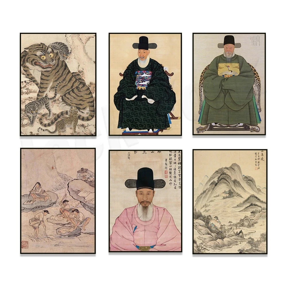 

Korean Traditional Posters, Antique Korean Folk Art, Huahu Art, Kang Lo Portrait, Congressman Lee Sung-won Portrait, Asian Art