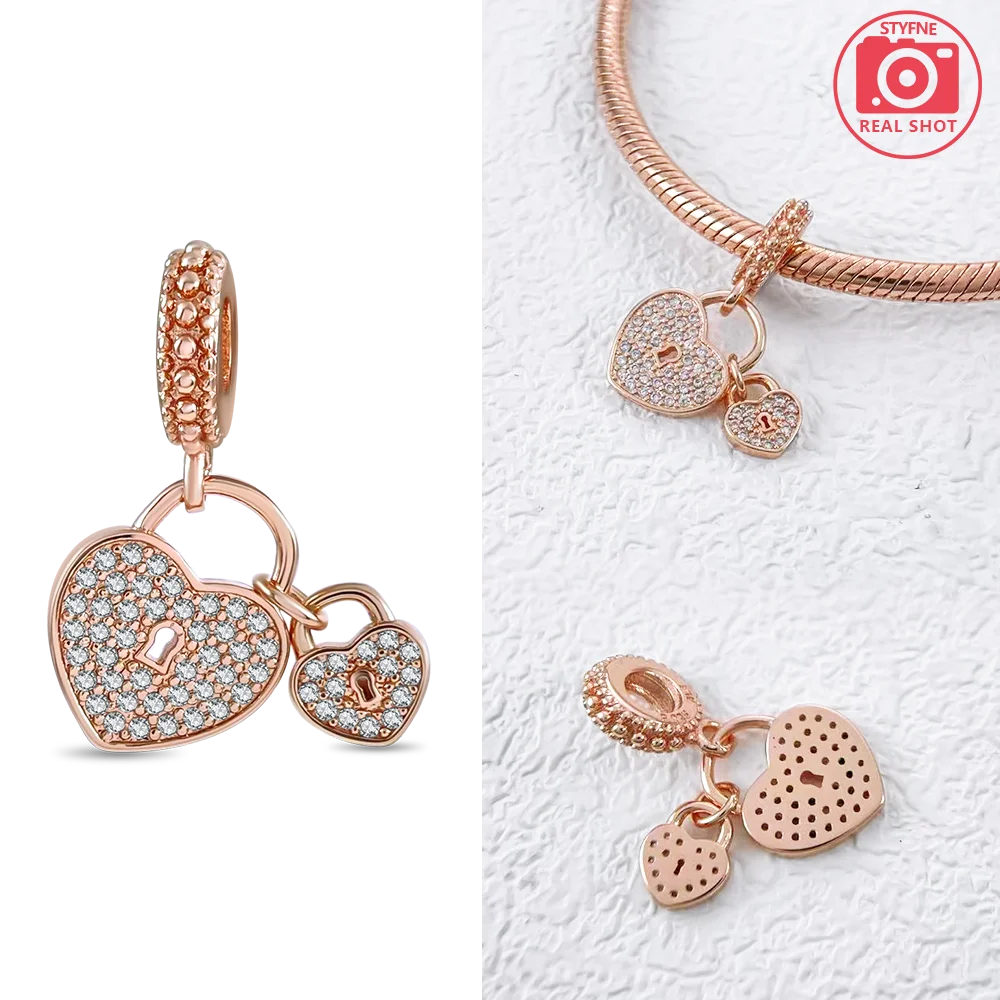 Rose Gold Heart Family Tree Beads Original Charms Silver Plated Beads Fit Bracelets Bag Keychain Charms Diy Women Gift Accessory