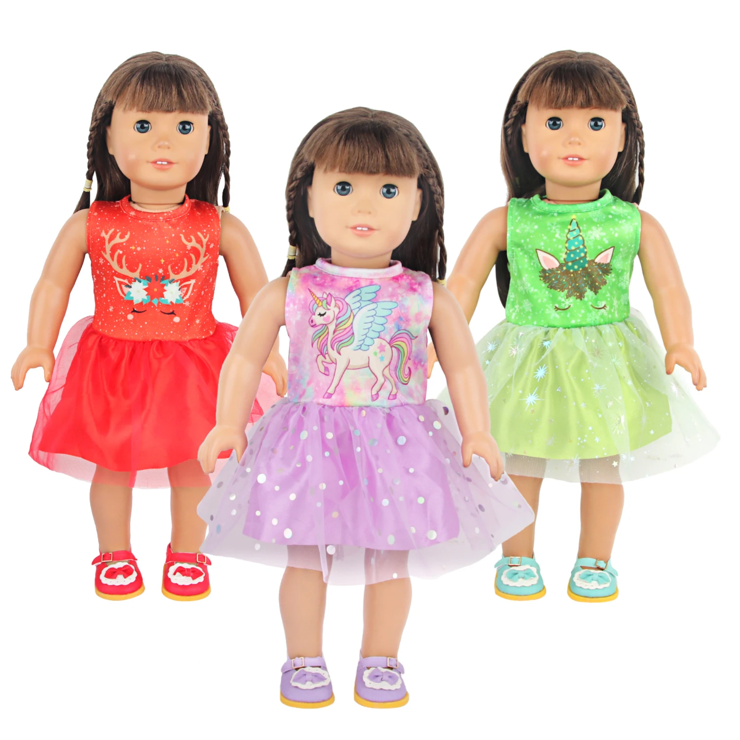 New 18inch Doll Clothes Fashion Doll Dress Sleeveless Gauze Dress Skirts Gift For American Doll and Newborn Toy Girl Doll Toy