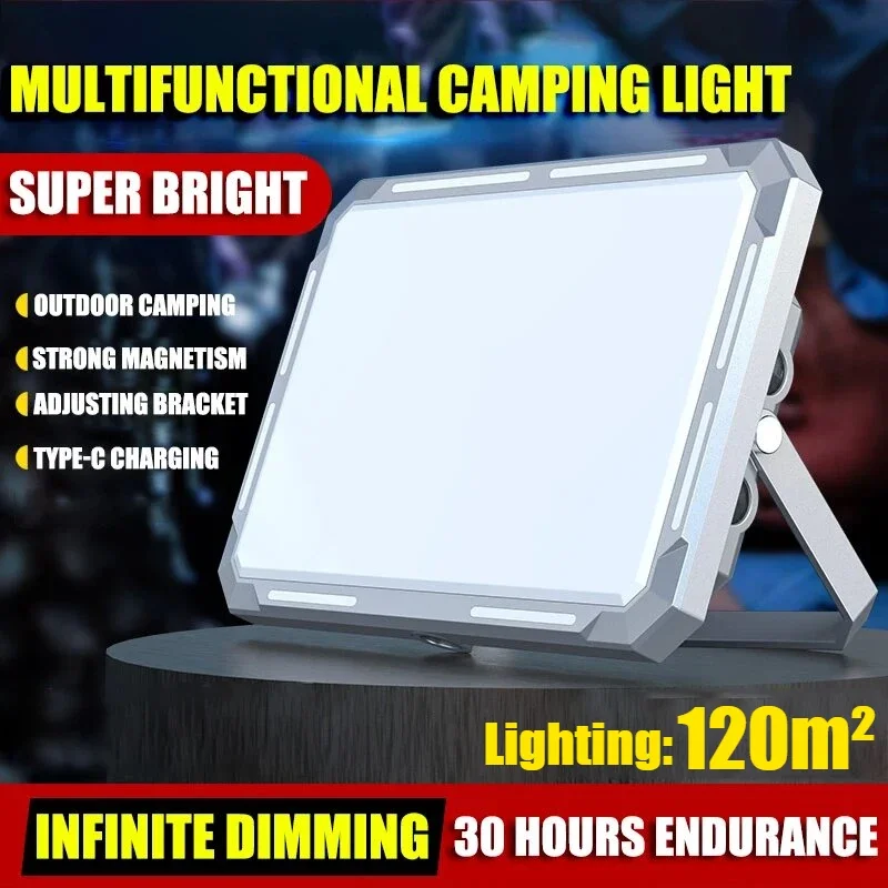 

Portable Powerful LED Camping Lamp Type-c Rechargeable 120m² Work Light Infinite Dimming Outdoor Camping Fishing Tent Lantern