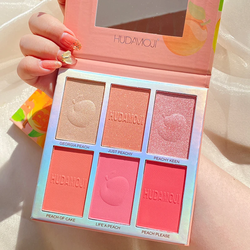 6 colores brillo cara rubor resaltador paleta de sombra de ojos maquillaje brillo colorete iluminador en polvo iluminar resaltar cosméticos