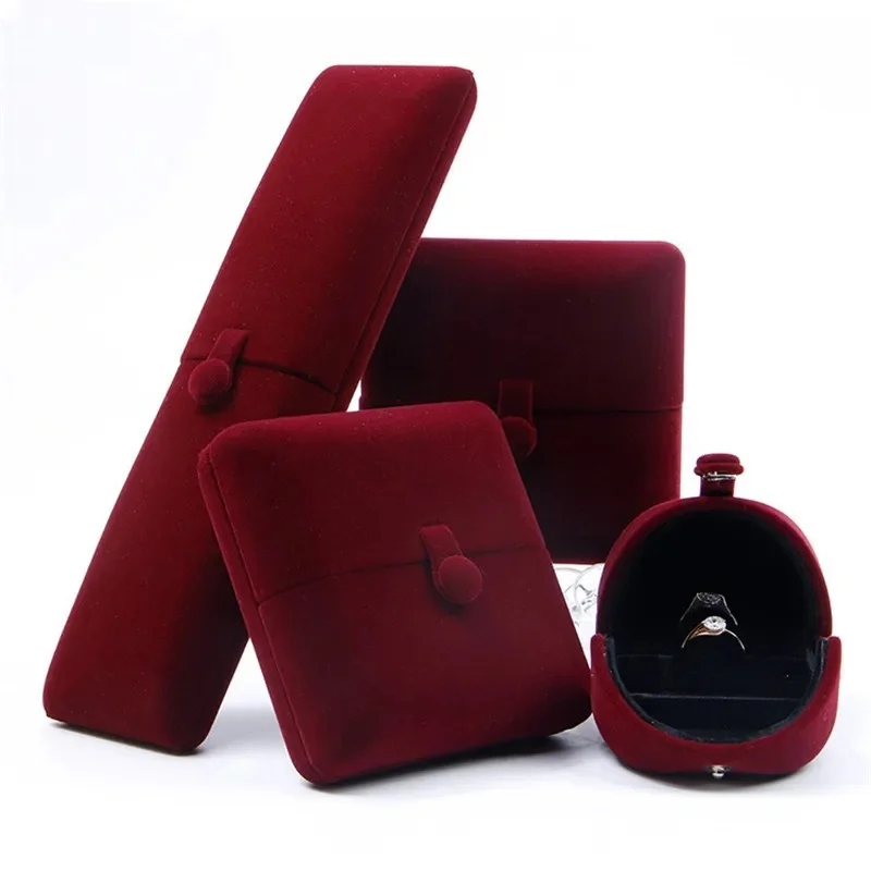 Good Quality Velvet Jewelry Box Double Open Ring Pendant Earrings Necklace Box Jewelry Display Gift Case