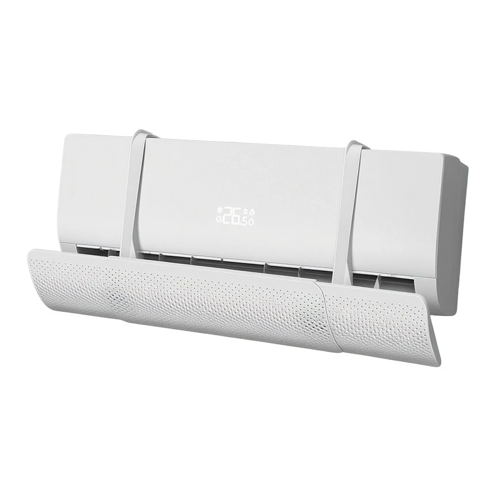 Wall Mounted AC Air Deflector with Extendable Panel and Adjustable Tilt to Optimize Air Distribution in Indoor Spaces