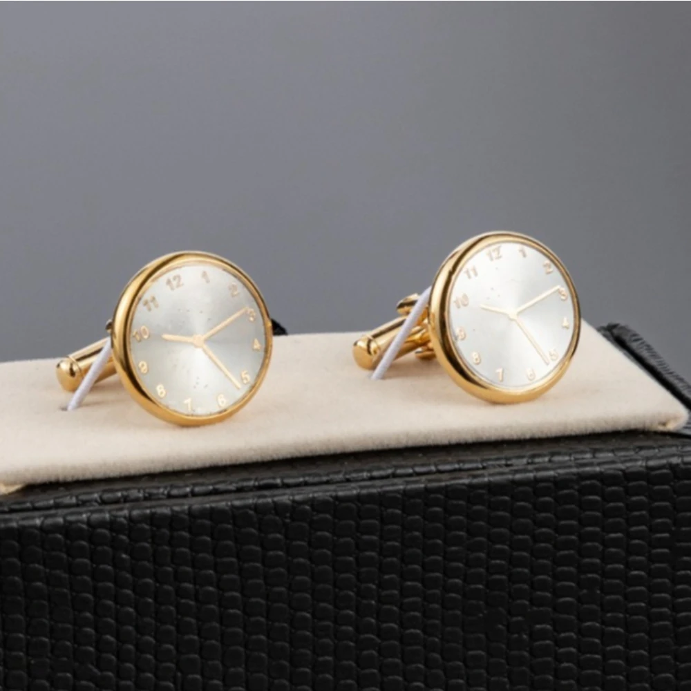 Round Electroplated Cufflinks High-end Fashion Watches Men Women French Shirts Formal Accessories Advertising Promotions Gifts