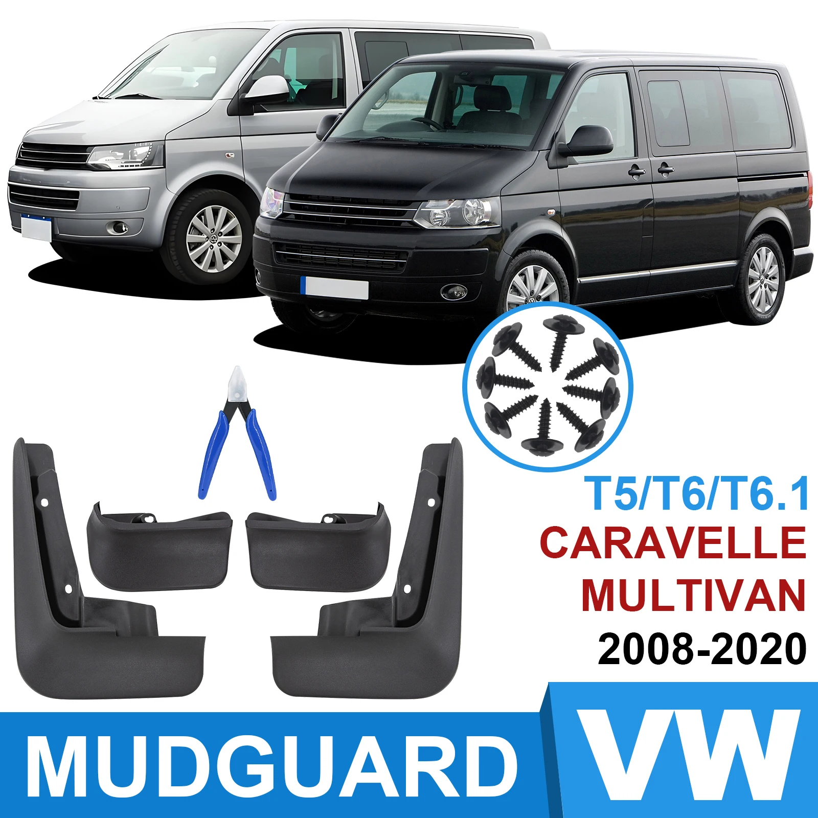 

Mudflaps For Volkswagen Transporter T5 T6 Caravelle Multivan 2008-2021 Car Fender Mud Guard Cover Splash Flaps Auto Mudguard