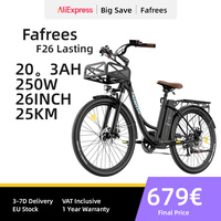 Fafrees F26 Lasting E-Bike Men's 26 Inch E Mountain Bike Women 250 W Ebike Battery 36 V 20.3 Ah Electric Bicycle 120 kg, 25 km/h