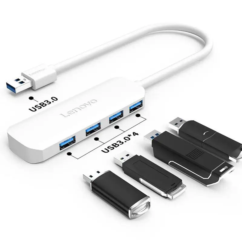 Lenovo 4พอร์ต USB Hub 3.0 USB Splitter 5Gbps พอร์ต USB 3.0อะแดปเตอร์ USB 2.0สำหรับ PC แล็ปท็อปอุปกรณ์เสริมคอมพิวเตอร์ Hub C USB 3.0