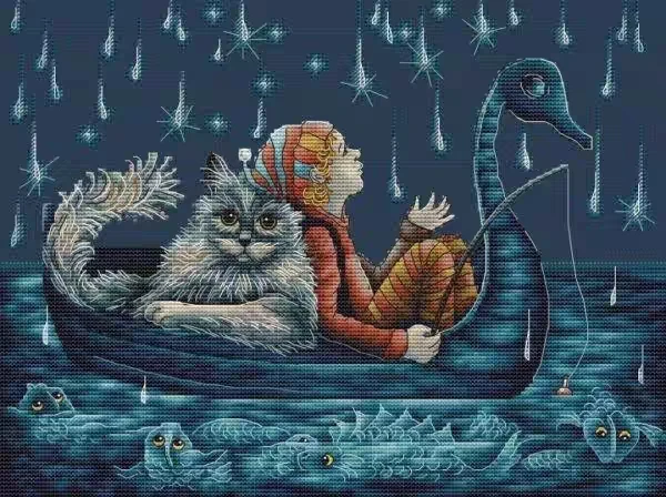 Quality Beautiful Counted Cross Stitch Kits Embroidered Home Decoration -The Starry Road of a Little Boy 41-33