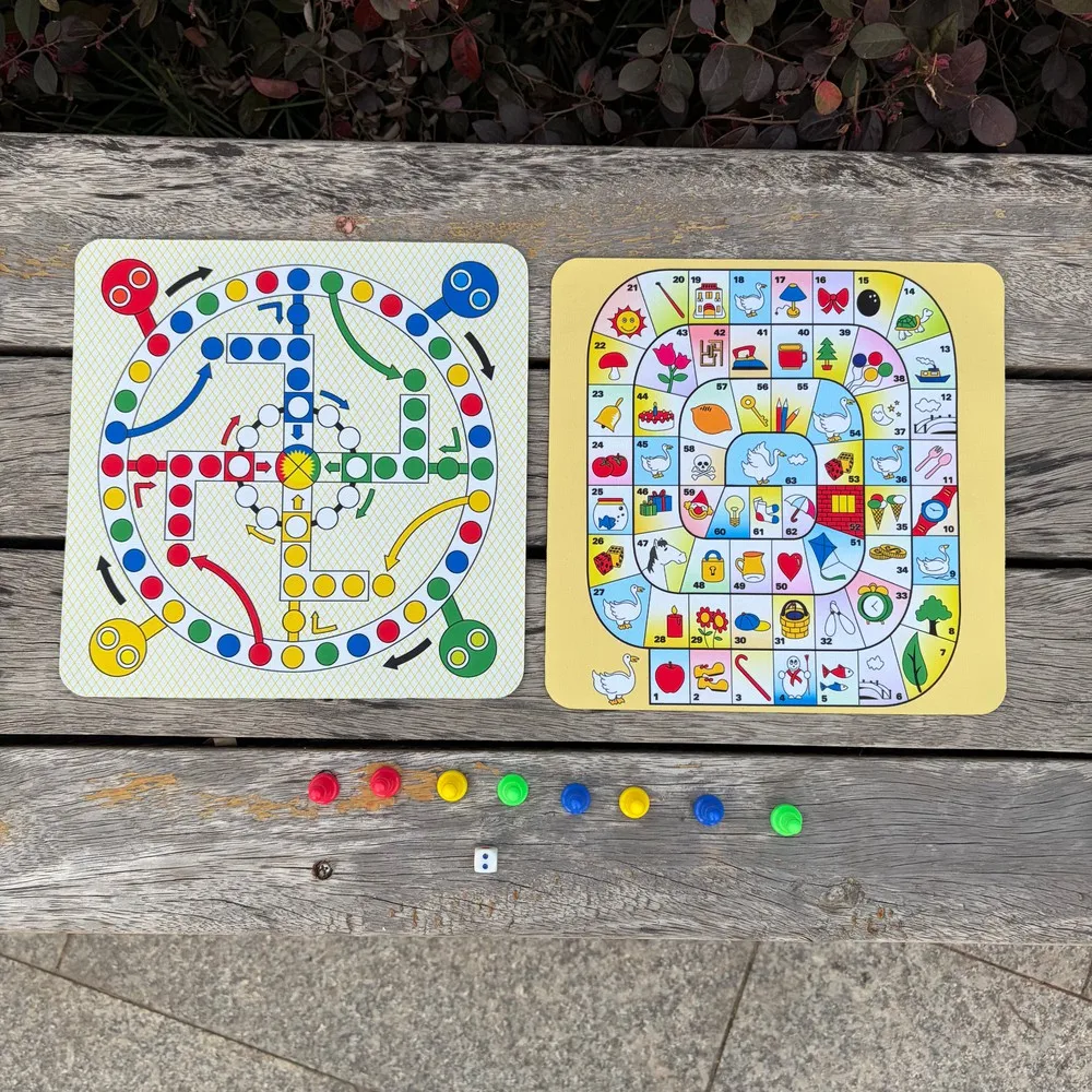 2pcs Ludo and Swan Board Game Set, Include 2 Boards(24cm/9.45in), 8 Pieces and 1 Die , for Family and Party Game Night
