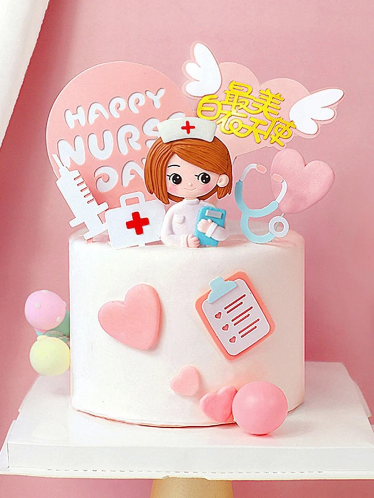 512 Internet Nurse Day Cake Decoration Medicine Box Syringe Nurse Clothe Steangel Burse Doctor Bouquet plug-in card Gifts
