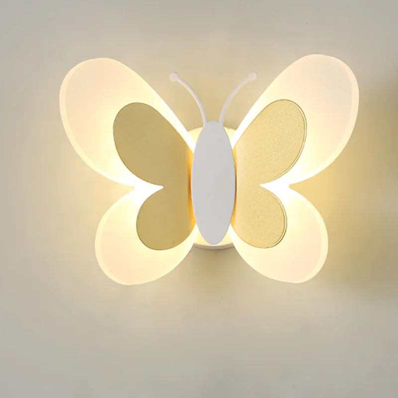 Modern Wall Lamp LED Children Living Room Sconce Nordic Cartoon Lighting Fixture Butterfly Kid Girl Bedside Bedroom Decor Lamps