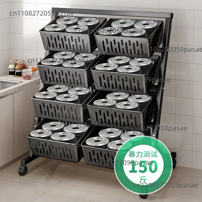 Household Kitchen Trolley Rack Multi-layer Fruit and Vegetable Basket Storage Basket Living Room Floor Snack Storage Rack