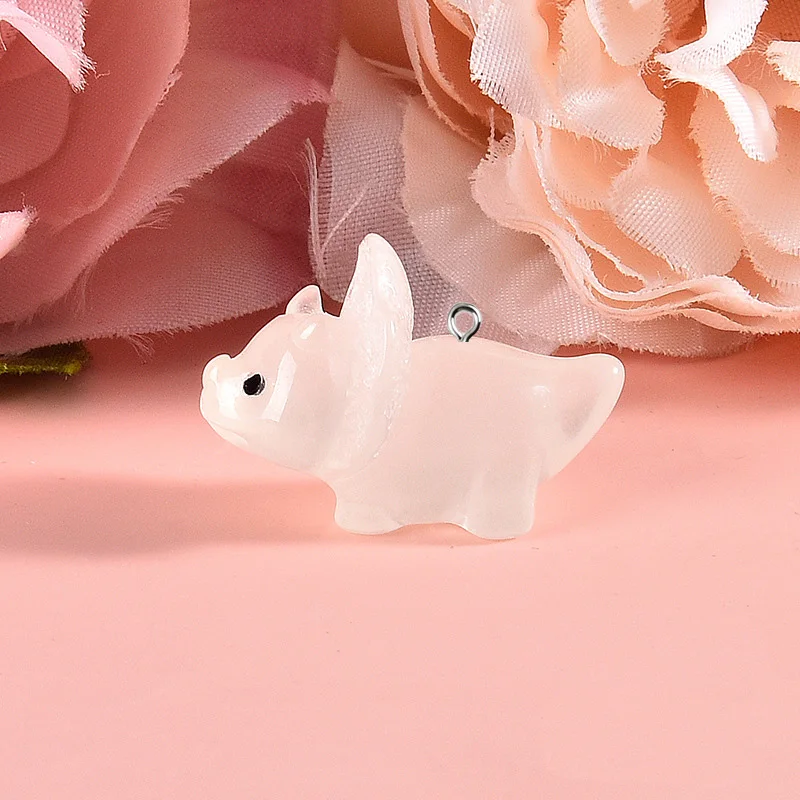 10pcs/lot Cute 3D Luminous Dinosaur animal Charms Resin Pendant For Jewelry Making Accessories DIY Earrings Necklace Keychain