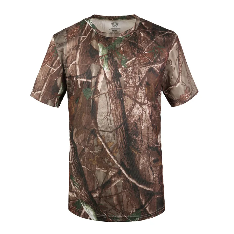 ESDY Men Outdoor Sports T-Shirts Camouflage Round Neck Short Sleeved Quick Drying Shirts A413