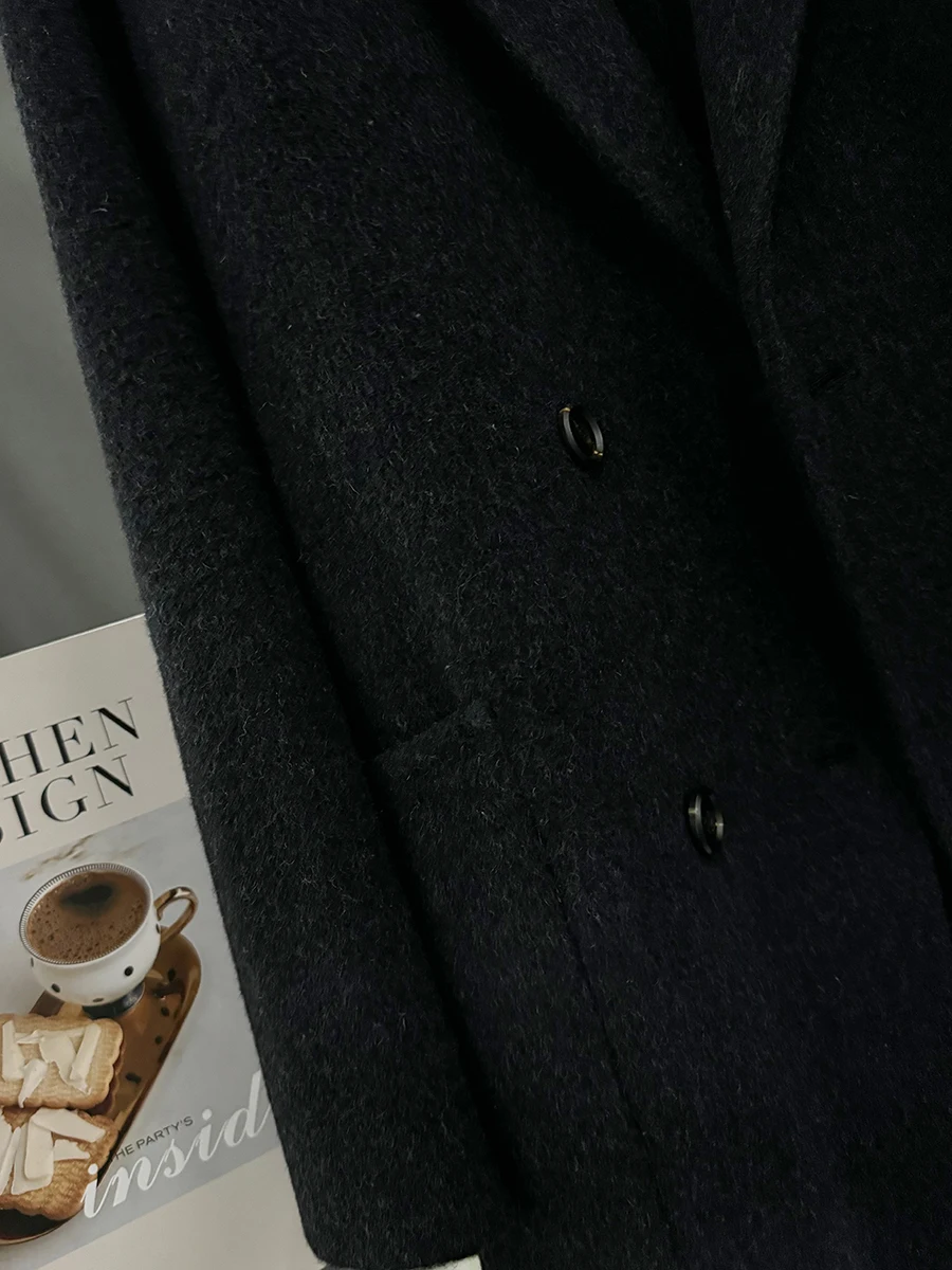 Cappotto di Lana Briti Hepburn per Donna, Tweed Double Face, Nuovo Design Invernale 2025 con Bottoni per il Pendolarismo