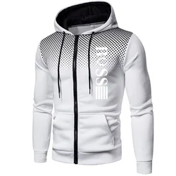 Giacca da uomo di alta qualità Cappotto con cappuccio con cerniera a pois rotondi Tendenza Stampa versatile Top Sport Jogging Tuta casual Abbigliamento quotidiano