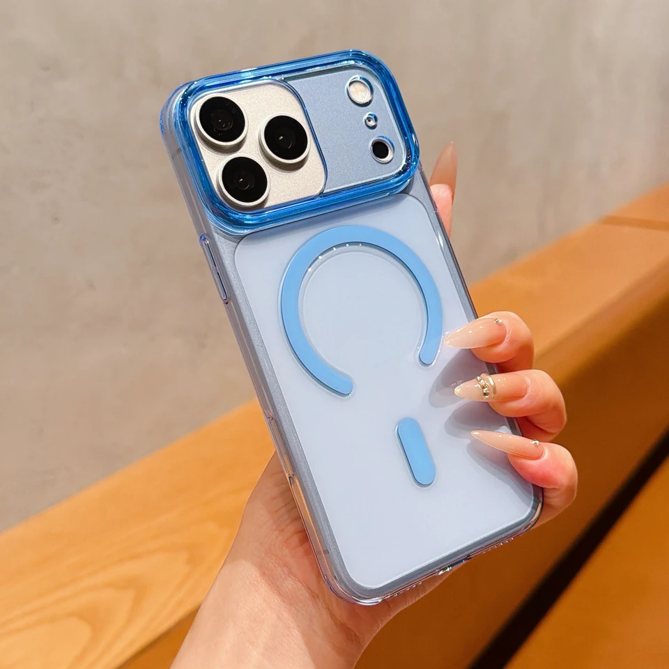 Funda magnética transparente para iPhone 15 16 17 18 Pro Max, cubierta dura de PC transparente de lujo para carga inalámbrica Magsafe 3