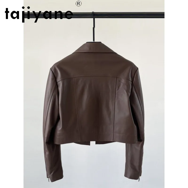 TAJIYANE Genuine Leather Jacket Women Irregular Double Pockets Coats Short Jacket Sheepskin Motorcycle Jackets for Woman Jaqueta