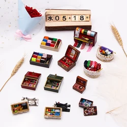 1:12 Dollhouse Simulation Mini Craft Sewing Wool Knitting Tool Workbox Suit Miniature BD11 Toy Model Scene Matching Decoration