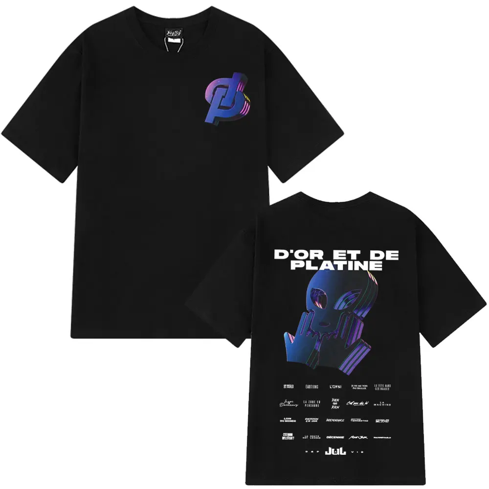 فرنسا مغني الراب يوليو جولة ميرش القوطية الشرير تي شيرت الرجال النساء الملابس موضة الهيب هوب تي شيرت عادية القطن المتضخم تي شيرت #1