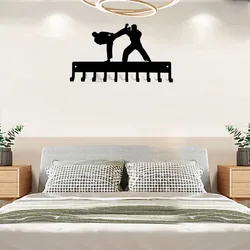 Karate Sparring Medal Hanger & Belt Rack -14.5 inches W/ 10 Hooks Metal Wall Art
