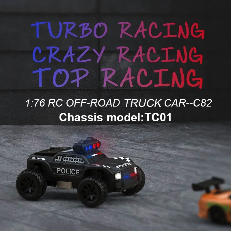 Turbo Racing 1:76 C81 C82 RC Ciężarówka Samochód Mini Pełna Proporcjonalność Monster Truck z Fajnymi Światłami Samochód Górski Zabawka