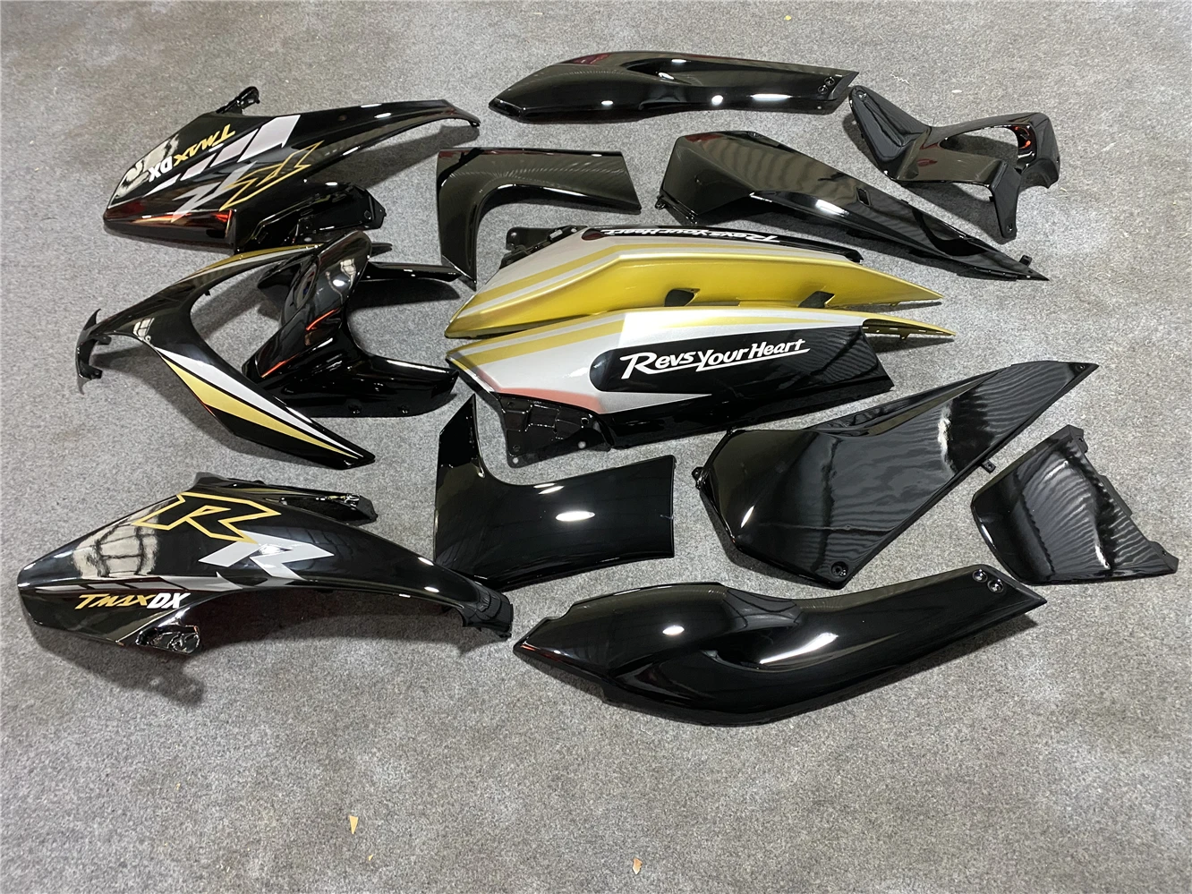 دراجة نارية هدية تناسب TMAX500 2008 2009 2010 2011 TMAX-500 08 09 10 11 هدية الجسم الأصفر والأسود #2