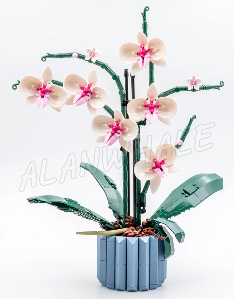 711pcs Creative Expert Orchid Plant Decor Bouquet Botanical Collection 10113 Building Blocks Sets Compatible With Model