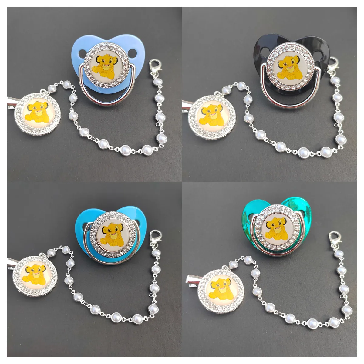 Lion King Personalised Bling Pacifier and Pacifier Clip Baby print pattern newborn custom pacifier clip Baby Pacifier clip0-36M