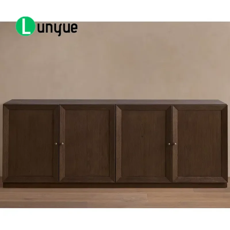 Luxury Solid Wood Four Door Media Cabinet American Style Living Room Furniture New Design Storage TV Stand Console Table