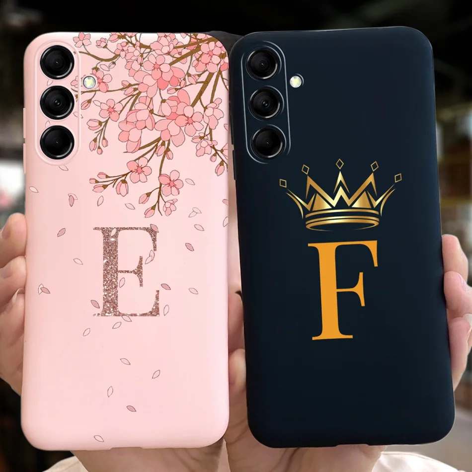 For Samsung Galaxy M54 F54 5G Phone Case 2023 Fashion Crown Sakura Initial Letter Soft Silicone Cover For Samsung M54 F54 M546B