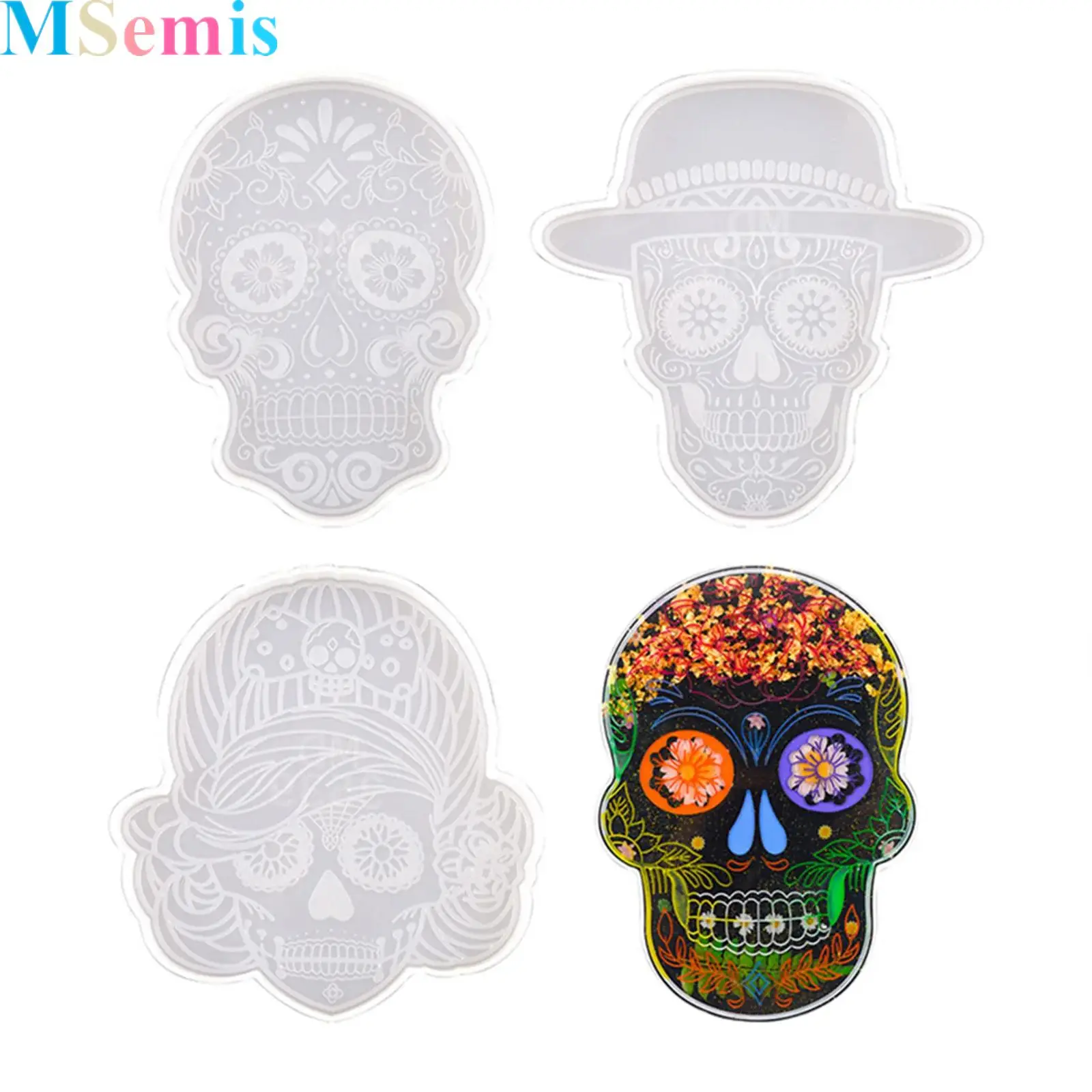 

Skull Coaster Silicone Molds Halloween Cup Pads Molds for Skull Coasters Decoration for Festival Ideal Gifts for Handcraft