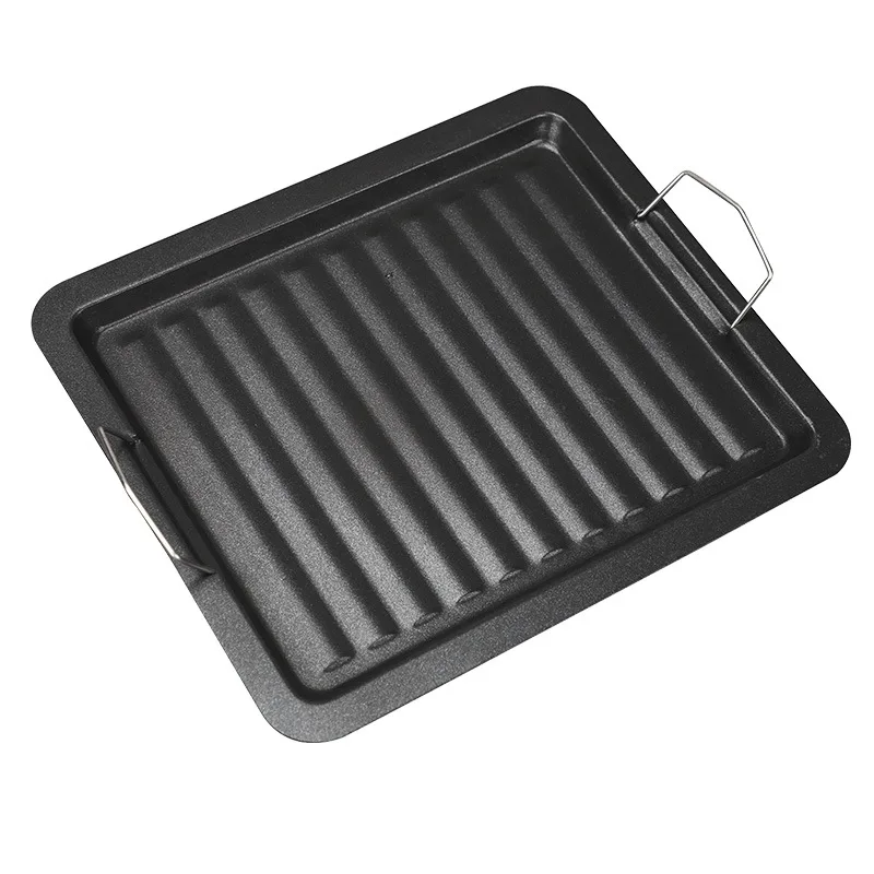 Barbecue non stick frying plate, outdoor charcoal barbecue meat plate, iron plate barbecue tool, barbecue oven frying plate