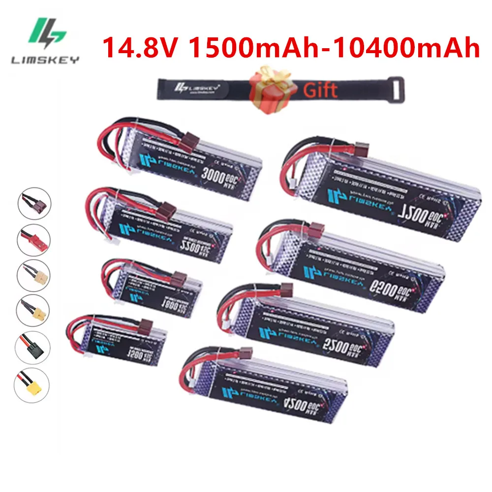 60C Lipo Battery 14.8V 4S 1500mah 1800mah 2200mah 2800mAh 3300mAh 5200MAH 6000MAH 7200MAH XT60 Deans T Drone FPV Airplane