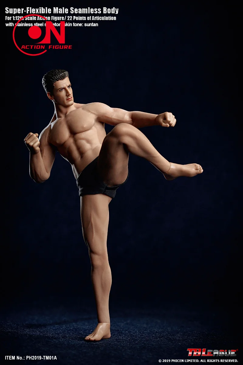 TBLeague corpo sem costura com cabeça Sculpt, Super flexível Action Figure Model, macho bronzeado, PH2019-TM01A, TM02A, 6 ", 1, 12 Escala