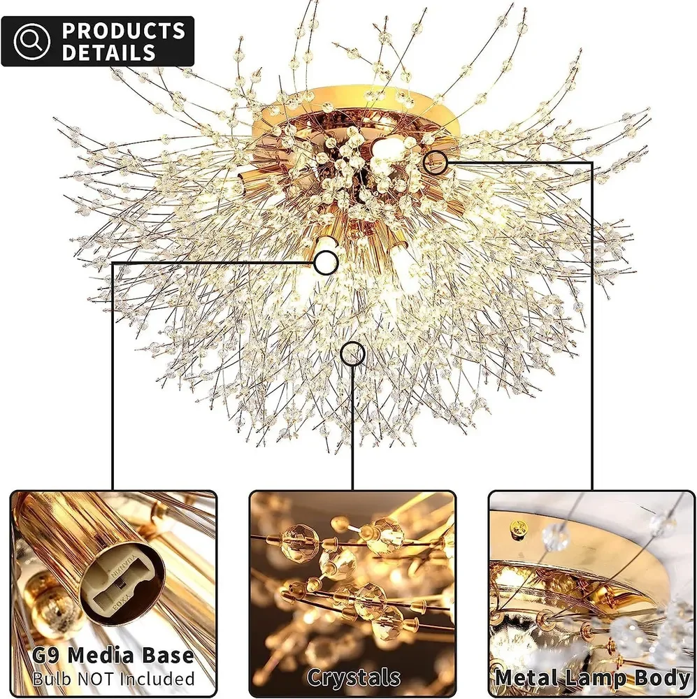 Imagem -03 - Lustre-dandelion Lâmpada de Teto Lâmpadas g9 Três Modos de Iluminação Adequado para Cozinha Quarto Sala Decoração Lâmpada