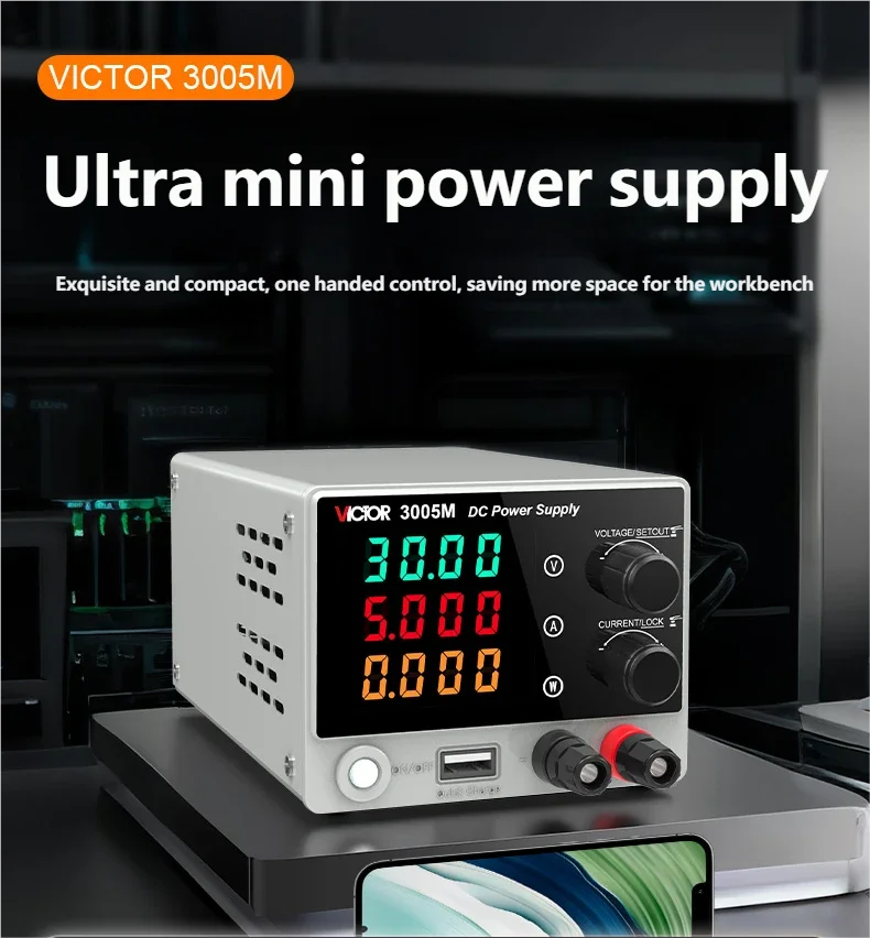 VICTOR 3005M DC-Netzteil Labor 30V 5A Einstellbarer Spannungsregler Tisch-Schaltnetzteil mit voreingestelltem Strom ON/OFF – Detail 1