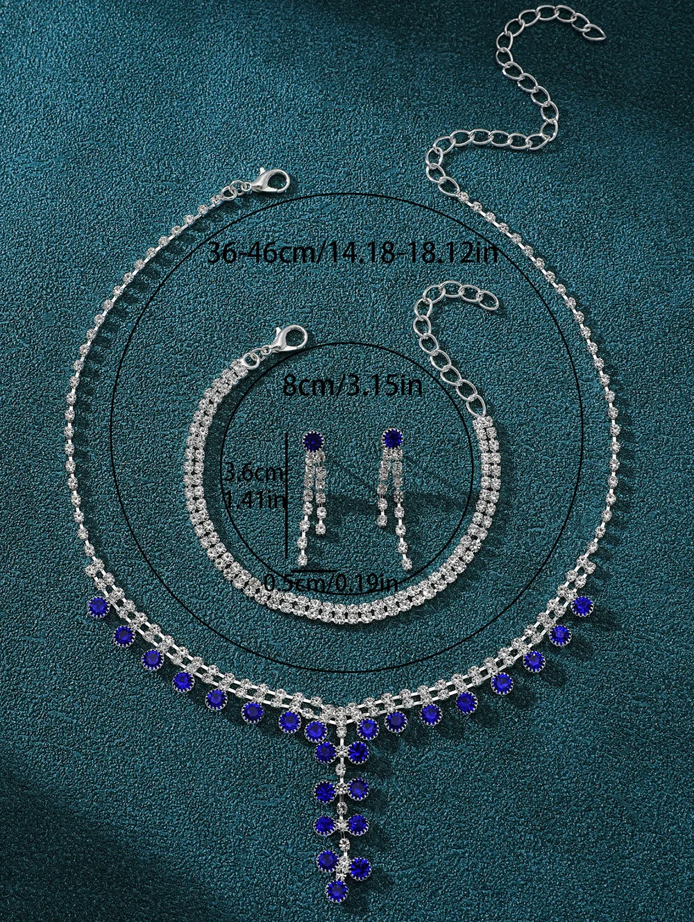 Женский комплект украшений с кристаллами (ожерелье, серьги, браслет) - аксессуары для свадебного банкета и мероприятия