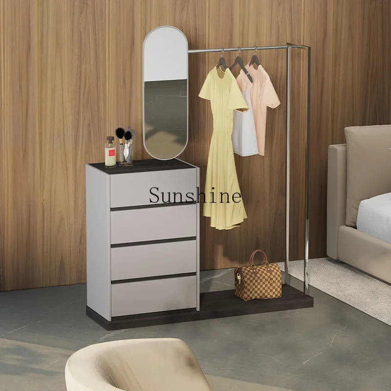 

Multifunctional chest Italian minimalist floor-to-ceiling coat rack full-length mirror integrated