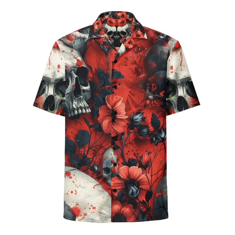 

Street clothing shirt, old -style shirt, skeleton, flower, hip hop, designer, great offer, summer, 2025
