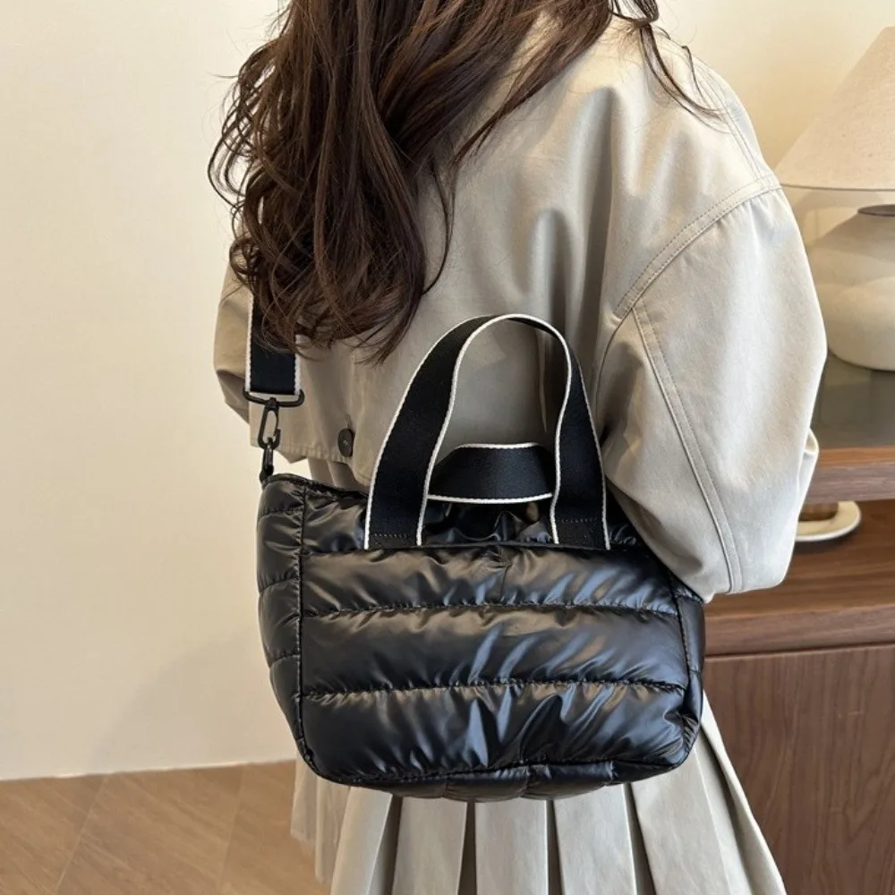 Large Capacity Puffer Tote Bag Space Cotton Multiple Pockets Lightweight Space Shoulder Bag Nylon Versatile