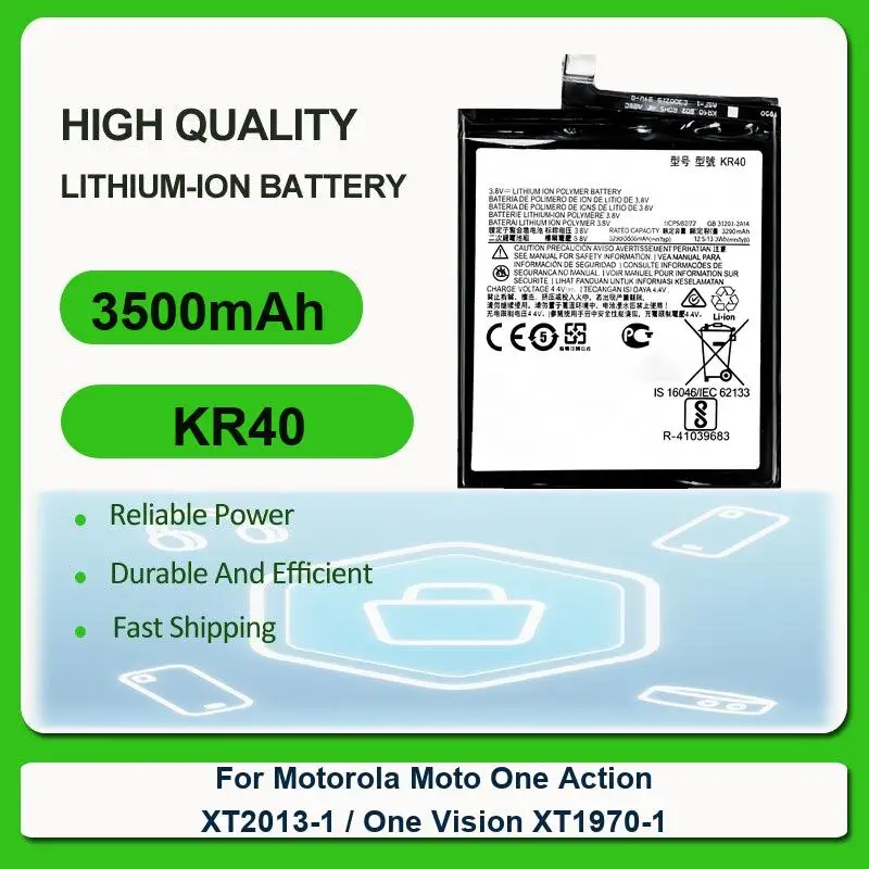 

Replacement Mobile Phone Battery For Motorola Moto One Action XT2013-1 / One Vision XT1970-1 KR40 3500mAh