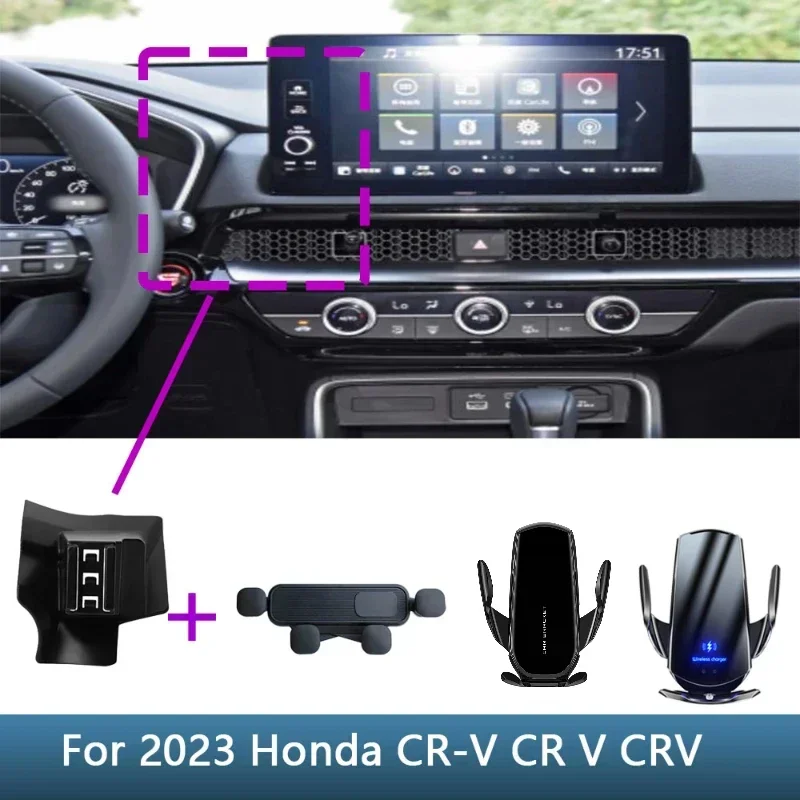 Car Phone Holder Base Special Mounts For Honda CR-V CR V CRV 2023 Fixed Bracket Base Wireless Charging Interior Accessories