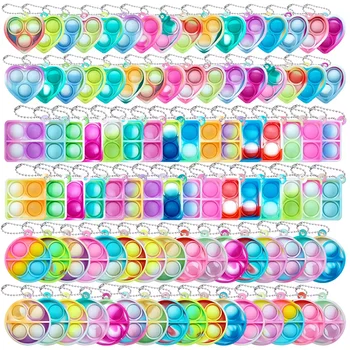 20Pcs Mini Pop Keychain Toddler Sensory Fidget Toys Bulk for Classroom Prizes Kids Birthday Party Favors Goodie Bag Stuffers