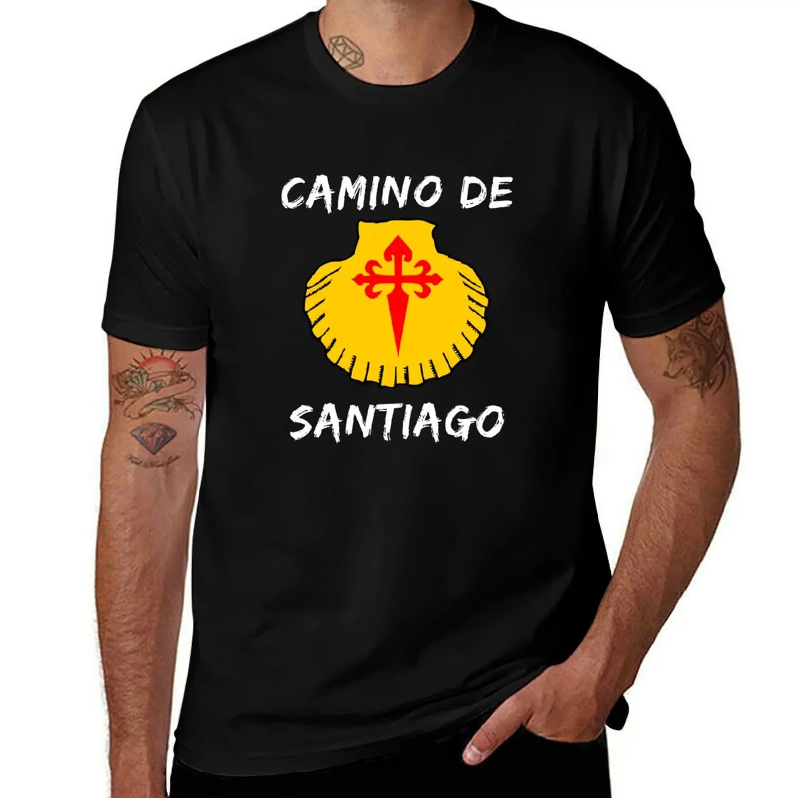 

Buen Camino de Santiago. Compostela Peregrino T-Shirt t shirts for man cotton funny cotton t shirt pack