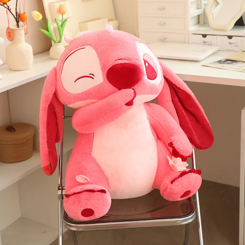 Jouet en peluche à câliner Disney Sakura Stitch, rose, grande taille, anime, film, beurre, coussin Kawaii, cadeau de Noël