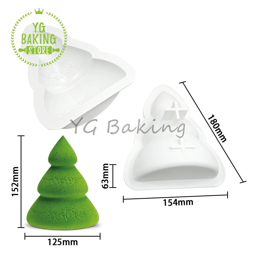 Dorica 2pcs/set Chrisrmas Tree Design Mousse Mould DIY Dessert Chocolate Silicone Mold Cake Decorating Tools Kitchen Bakeware