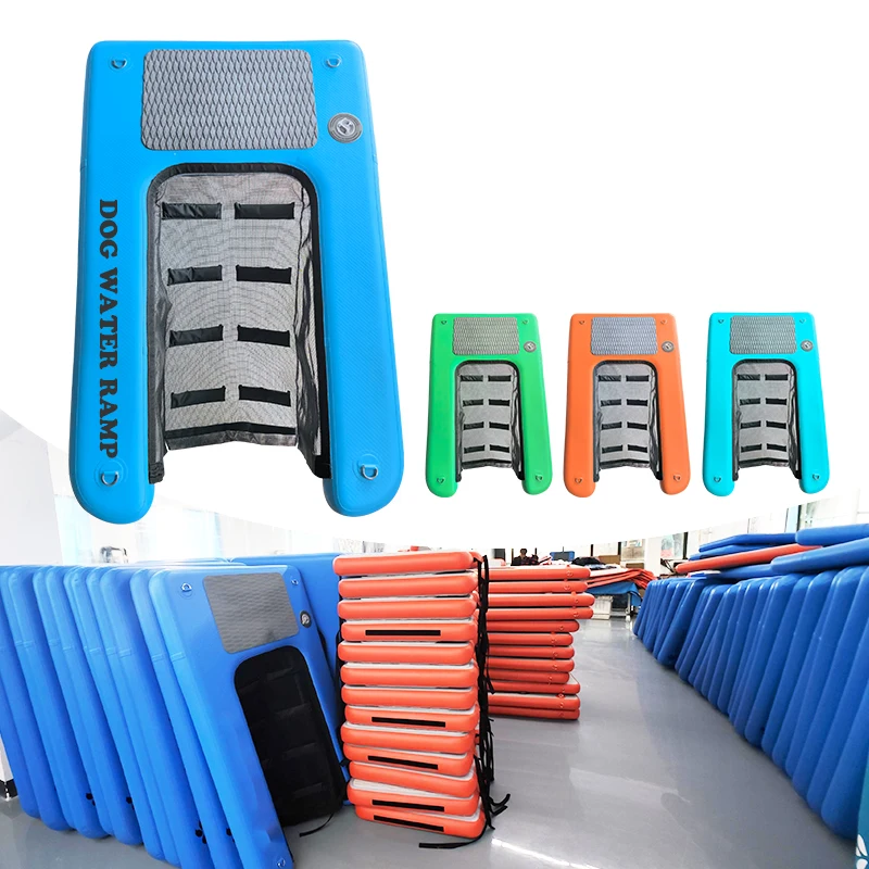 Pet Products OEM Dog on Water Ladder Platform Boats Docks Swimming Pool Inflatable Pup Plank Dog Floating Inflatable Water Ramp